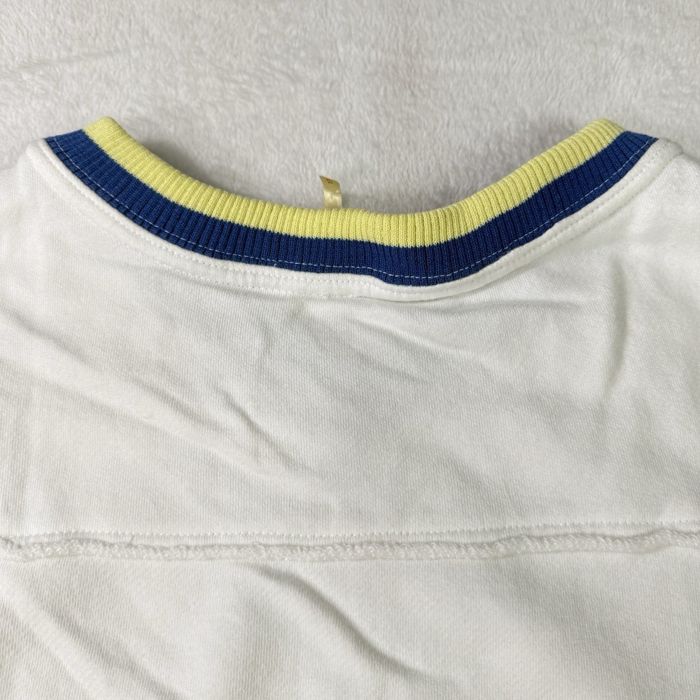 Free People Rio French Terry V-Neck Pullover Sweatshirt Ivory Medium Women's - Picture 7 of 11
